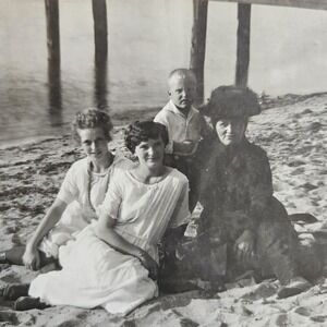 Early 1900s Family Portrait Beach Vacation Vintage Photo Postcard